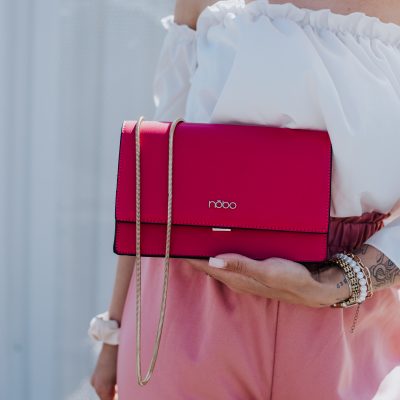 Geantă femei casual de umar cu clapetă piele ecologică Roz Închis Nobo NBAG-R1570-C004