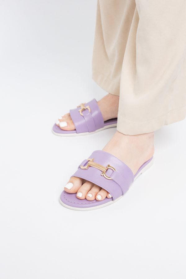 Saboți pentru Femei cu Elemente Metalice din Piele ecologică Violet (BS140TR2404117) 123