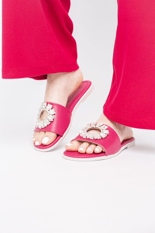Saboți fără Toc cu pietricele din Piele Ecologica fuchsia (BS141TR2404098) 119