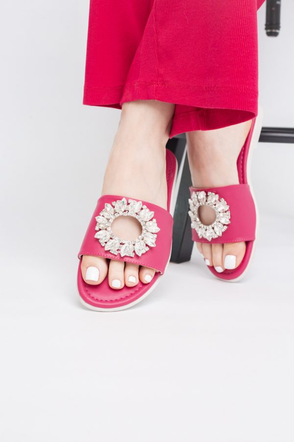 Saboți fără Toc cu pietricele din Piele Ecologica fuchsia (BS141TR2404098) 121