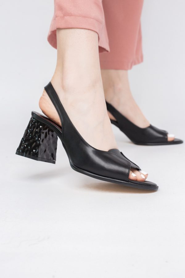 Sandale cu Toc gros Varf Rotund culoare Negru (BS671SN2404079) 119