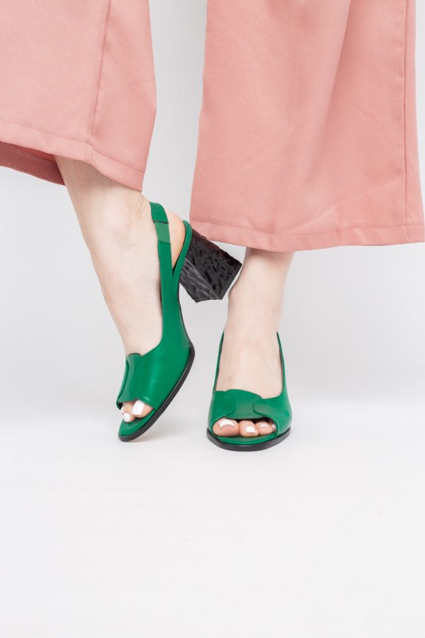Sandale cu Toc gros Varf Rotund culoare Verde (BS671SN2404081) 121