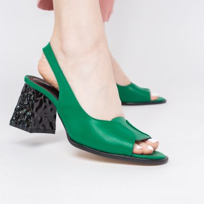 Sandale cu Toc gros Varf Rotund culoare Verde (BS671SN2404081)