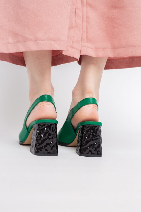 Sandale cu Toc gros Varf Rotund culoare Verde (BS671SN2404081) 123