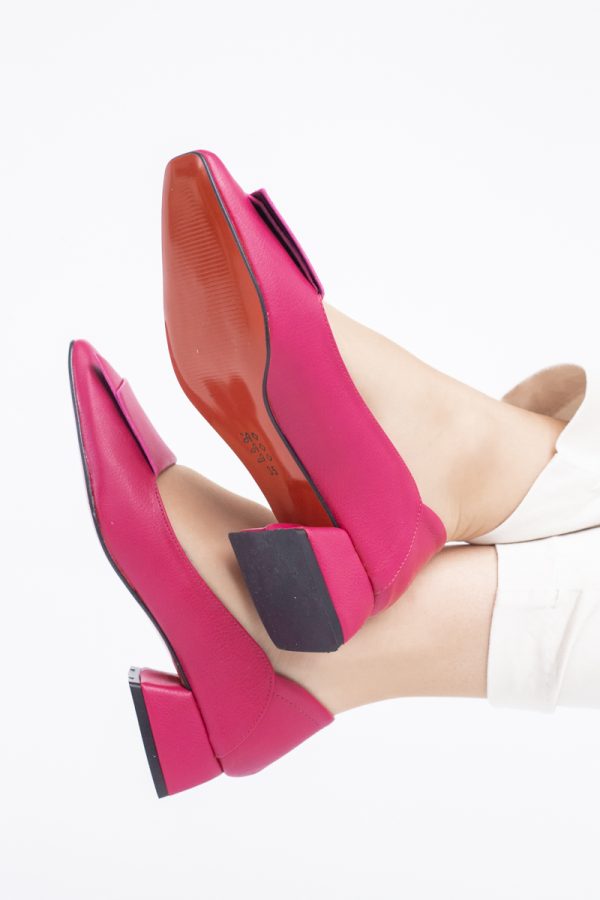 Pantofi Damă cu Toc Jos din Piele Ecologică Fuchsia (BS500D2402790) 123