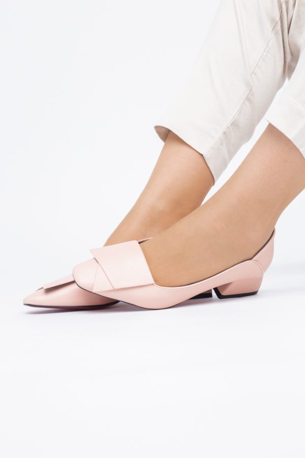 Pantofi Damă cu Toc Jos din Piele Ecologică Roz somon (BS500D2402791) 119
