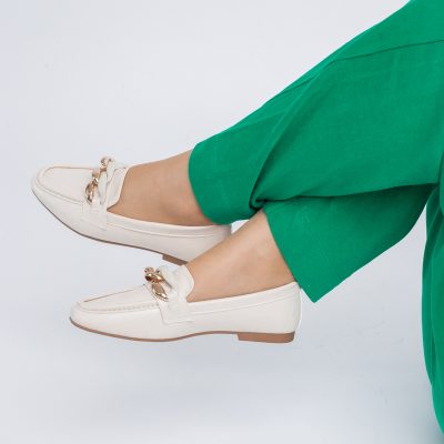 Balerini Dama Eleganti cu Design Lanț Piele Ecologica Bej Mat-BS2069BA2402794