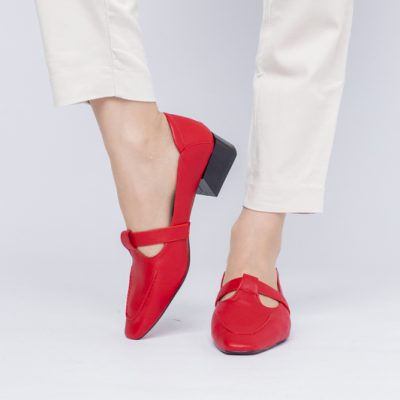Pantofi Damă cu Toc Jos din Piele Ecologică Roșu (BS501D2403842)