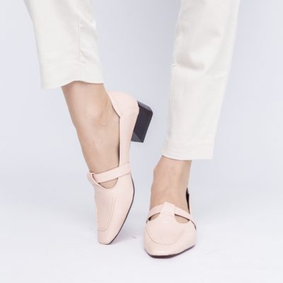 Pantofi Damă cu Toc Jos din Piele Ecologică Roz deschis (BS501D2403843)