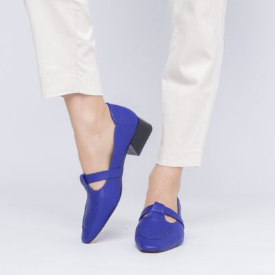 Pantofi Damă cu Toc Jos din Piele Ecologică Albastru (BS501D2403838)