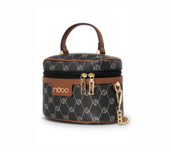 Geanta Casual Dama - Geantă De Femei Casual Mică cu monogramă pe lanț neagră Nobo NBAG-R0080-C020