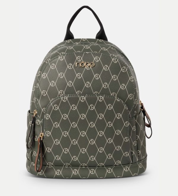 Rucsac damă casual de mână din piele ecologică cu monogramă Verde Nobo NBAG-R0100-C008 121