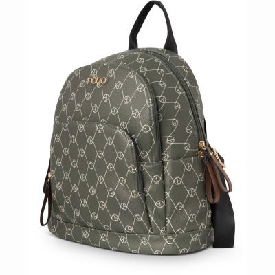 Rucsac damă casual de mână din piele ecologică cu monogramă Verde Nobo NBAG-R0100-C008