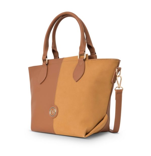 Geanta Casual Dama - Geantă casual de femei de mână cu imitație de catifea caramel Nobo NBAG-R1070-C017