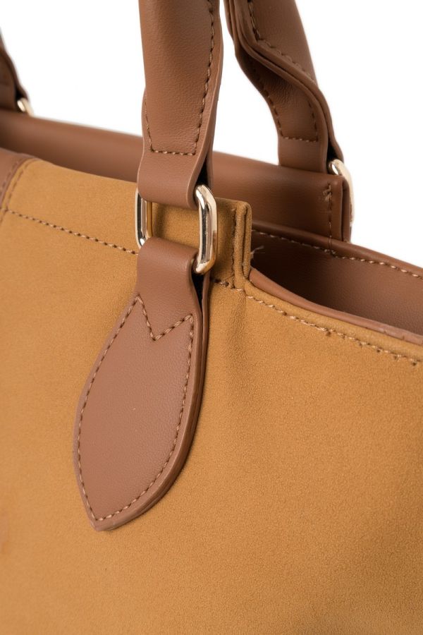 Geantă casual de femei de mână cu imitație de catifea caramel Nobo NBAG-R1070-C017 124