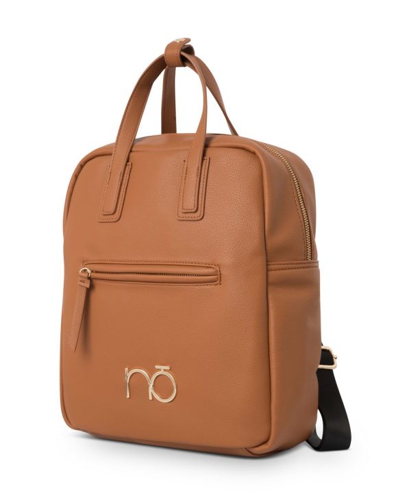 Rucsac cu Buzunar cu Fermoar - Rucsac casual NOBO cu un compartiment din piele ecologică Maro NBAG-R1170-C017