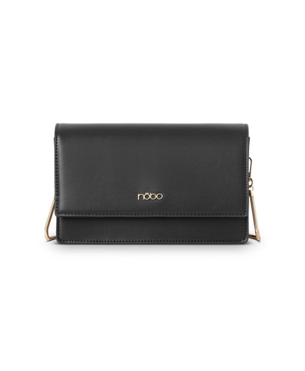 Geantă femei casual de umar cu clapetă piele ecologică neagră Nobo NBAG-R1570-C020 120