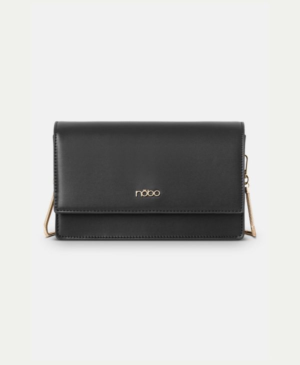 Geantă femei casual de umar cu clapetă piele ecologică neagră Nobo NBAG-R1570-C020 123