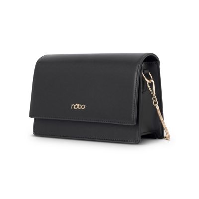 Geantă femei casual de umar cu clapetă piele ecologică neagră Nobo NBAG-R1570-C020