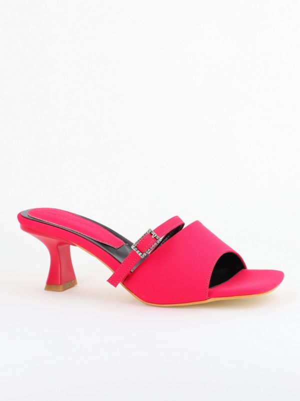 Incaltaminte Dama - Saboți Damă Cu Toc Subțire Piele Ecologică Cu Cataramă Culoare Fuchsia BS115TR2403819