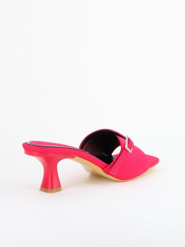 Saboți Damă Cu Toc Subțire Piele Ecologică Cu Cataramă Culoare Fuchsia BS115TR2403819 126