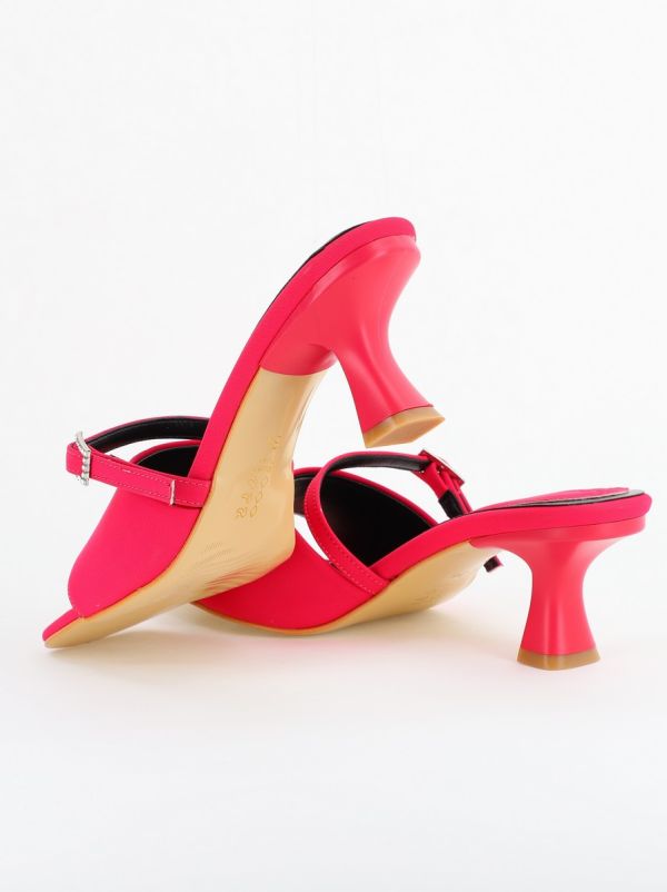 Saboți Damă Cu Toc Subțire Piele Ecologică Cu Cataramă Culoare Fuchsia BS115TR2403819 127