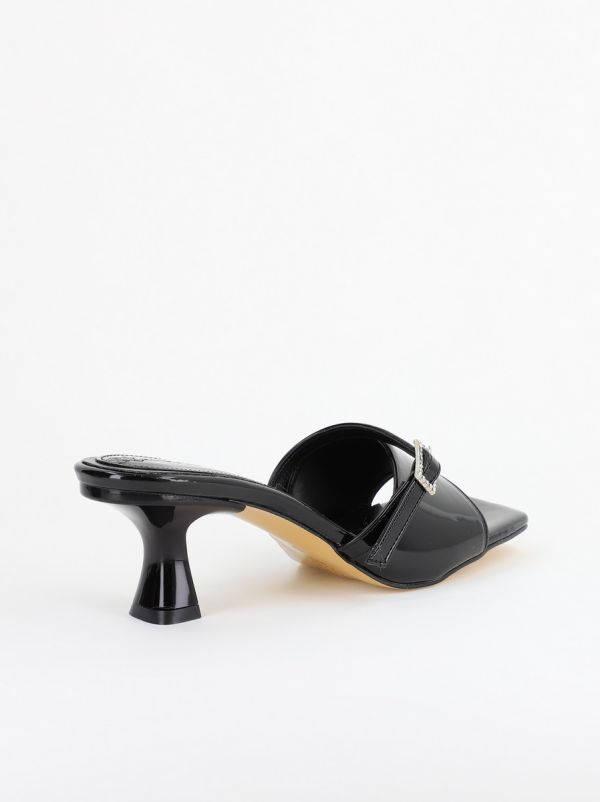 Saboți Damă Cu Toc Subțire Piele ecologică Cu Cataramă culoare Negru BS115TR2403813 127