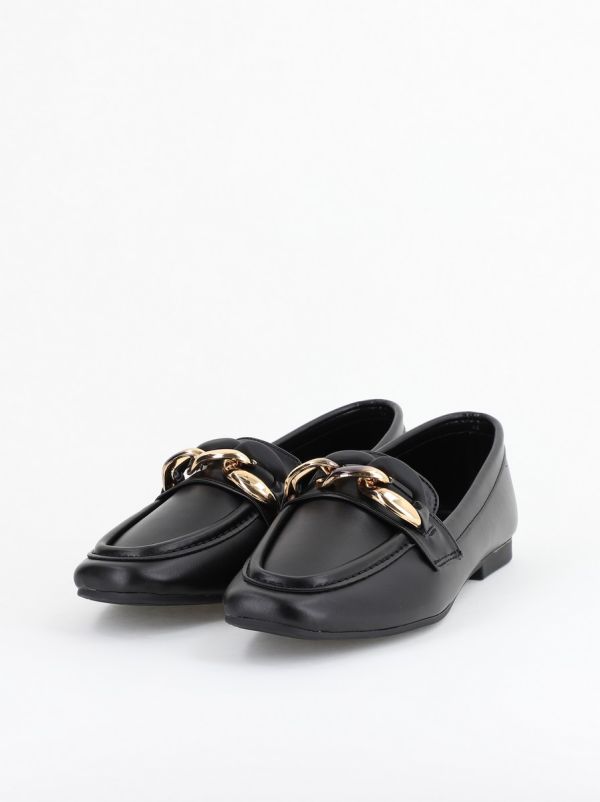 Balerini Dama Eleganti cu Design Lanț Piele Ecologica Negru Mat-BS2069BA2402782 120