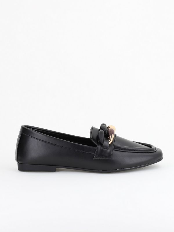 Balerini Dama Eleganti cu Design Lanț Piele Ecologica Negru Mat-BS2069BA2402782 122