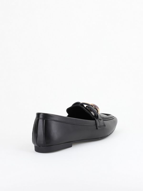Balerini Dama Eleganti cu Design Lanț Piele Ecologica Negru Mat-BS2069BA2402782 124