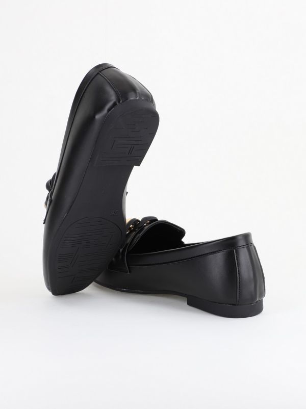 Balerini Dama Eleganti cu Design Lanț Piele Ecologica Negru Mat-BS2069BA2402782 125