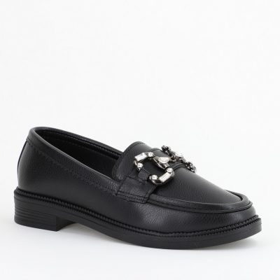 Balerini Dama Eleganti cu Pietricele Piele Ecologica Negru Mat-BS508BA2403857