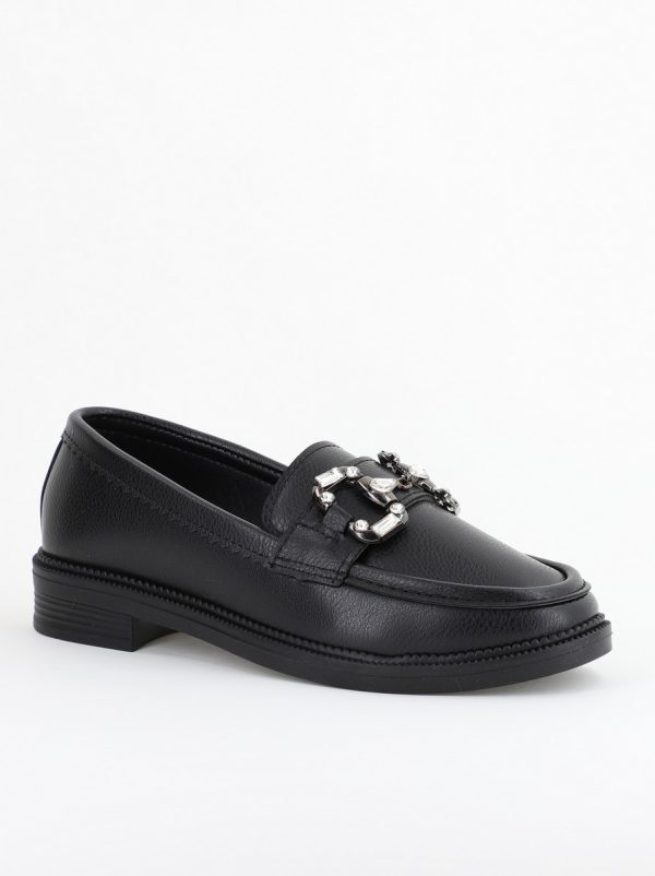 Balerini Dama - Balerini Dama Eleganti cu Pietricele Piele Ecologica Negru Mat-BS508BA2403857