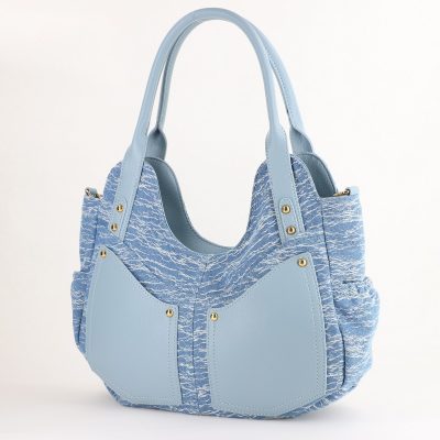 Geantă damă shopper din material denim albastră Bestini (BS24289BV2402264)
