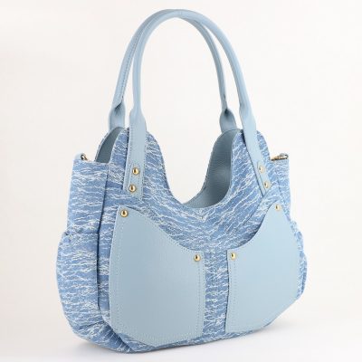 Geantă damă shopper din material denim albastră Bestini (BS24289BV2402264)