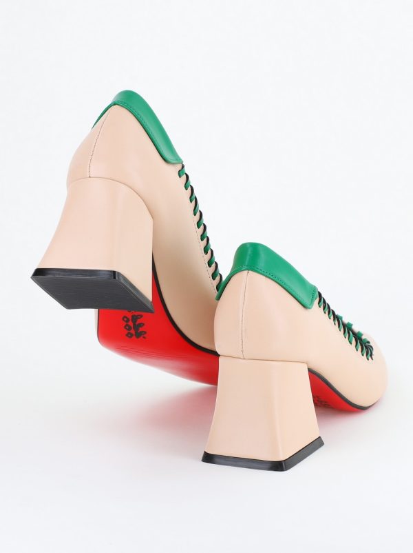 Pantofi Damă cu Toc din Piele Ecologică Bej BS607AY2403877 128