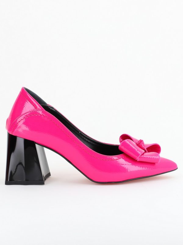Pantofi Damă cu Toc din Piele Ecologică cu fundiță fuchsia lucios (BS2000D2403851) 120