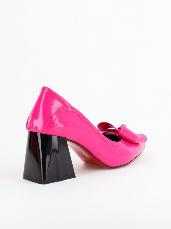 Pantofi Damă cu Toc din Piele Ecologică cu fundiță fuchsia lucios (BS2000D2403851) 121