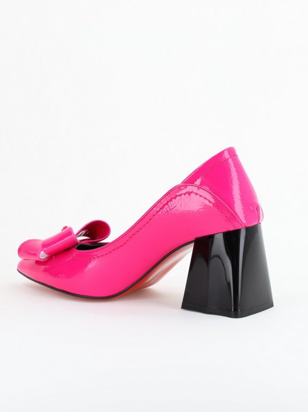 Pantofi Damă cu Toc din Piele Ecologică cu fundiță fuchsia lucios (BS2000D2403851) 122
