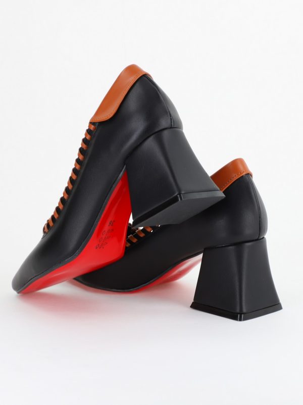 Pantofi Damă cu Toc din Piele Ecologică Negru BS607AY2403879 124