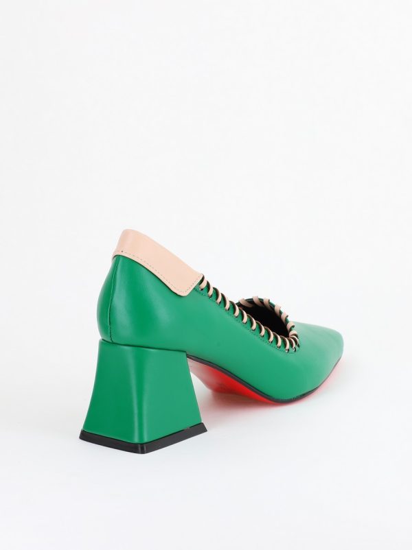 Pantofi Damă cu Toc din Piele Ecologică Verde BS607AY2403878 127