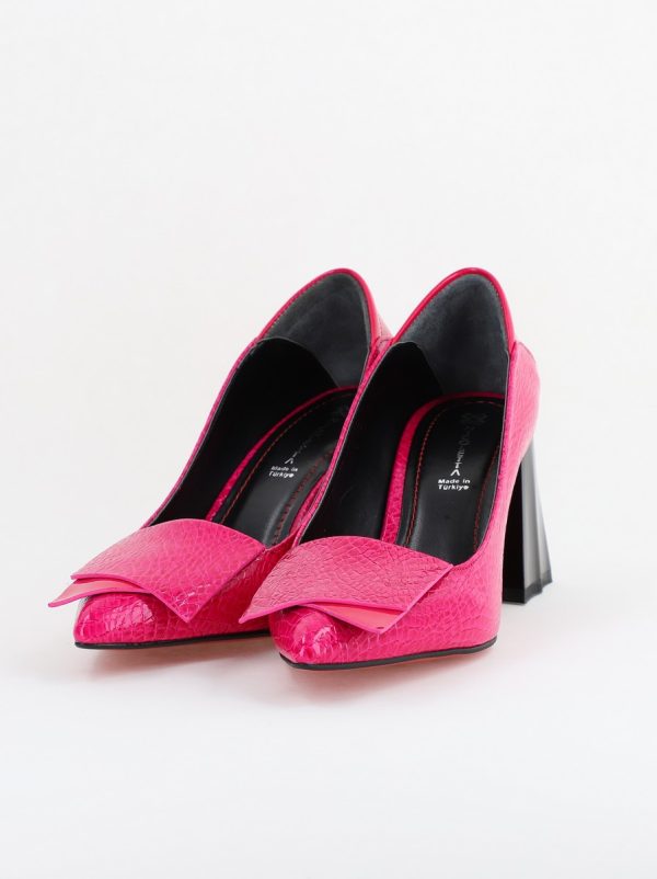 pantofi dama cu toc jos din piele ecologica fuchsia bs2002d2403829 1