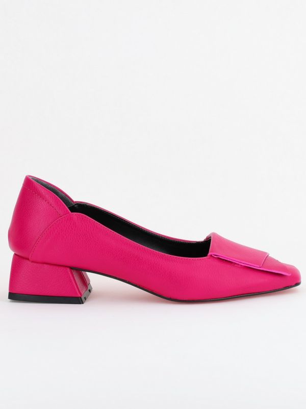 Pantofi Damă cu Toc Jos din Piele Ecologică Fuchsia (BS500D2402790) 124