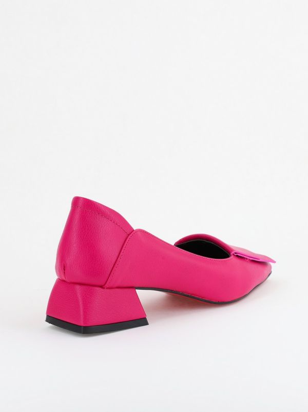 Pantofi Damă cu Toc Jos din Piele Ecologică Fuchsia (BS500D2402790) 127
