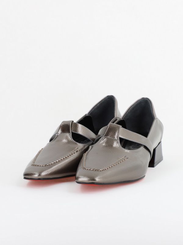 Pantofi Damă cu Toc Jos din Piele Ecologică Platină (BS501D2403841) 120