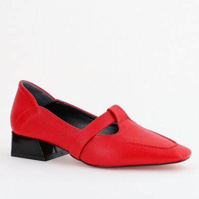 Pantofi Damă cu Toc Jos din Piele Ecologică Roșu (BS501D2403842)