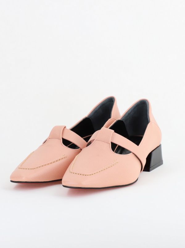 Pantofi Damă cu Toc Jos din Piele Ecologică Roz deschis (BS501D2403843) 120