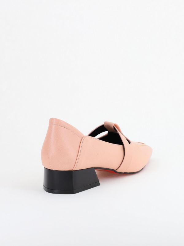 Pantofi Damă cu Toc Jos din Piele Ecologică Roz deschis (BS501D2403843) 126
