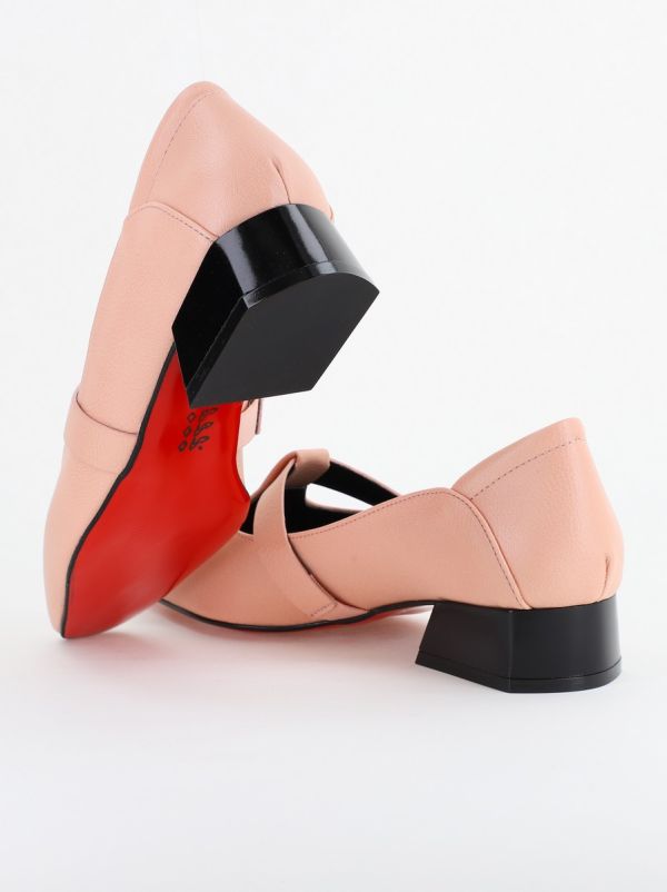 Pantofi Damă cu Toc Jos din Piele Ecologică Roz deschis (BS501D2403843) 122