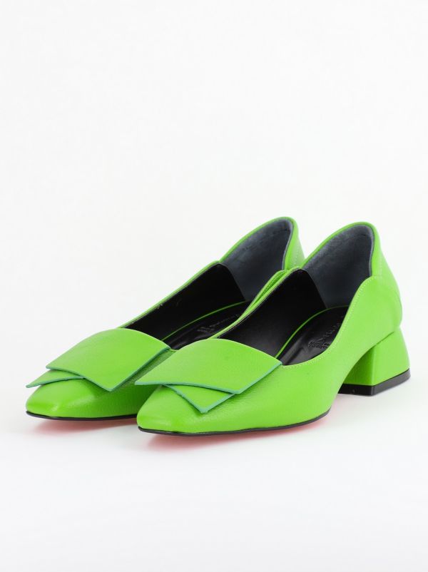 Pantofi Damă cu Toc Jos din Piele Ecologică Verde Lemon (BS500D2403853) 120